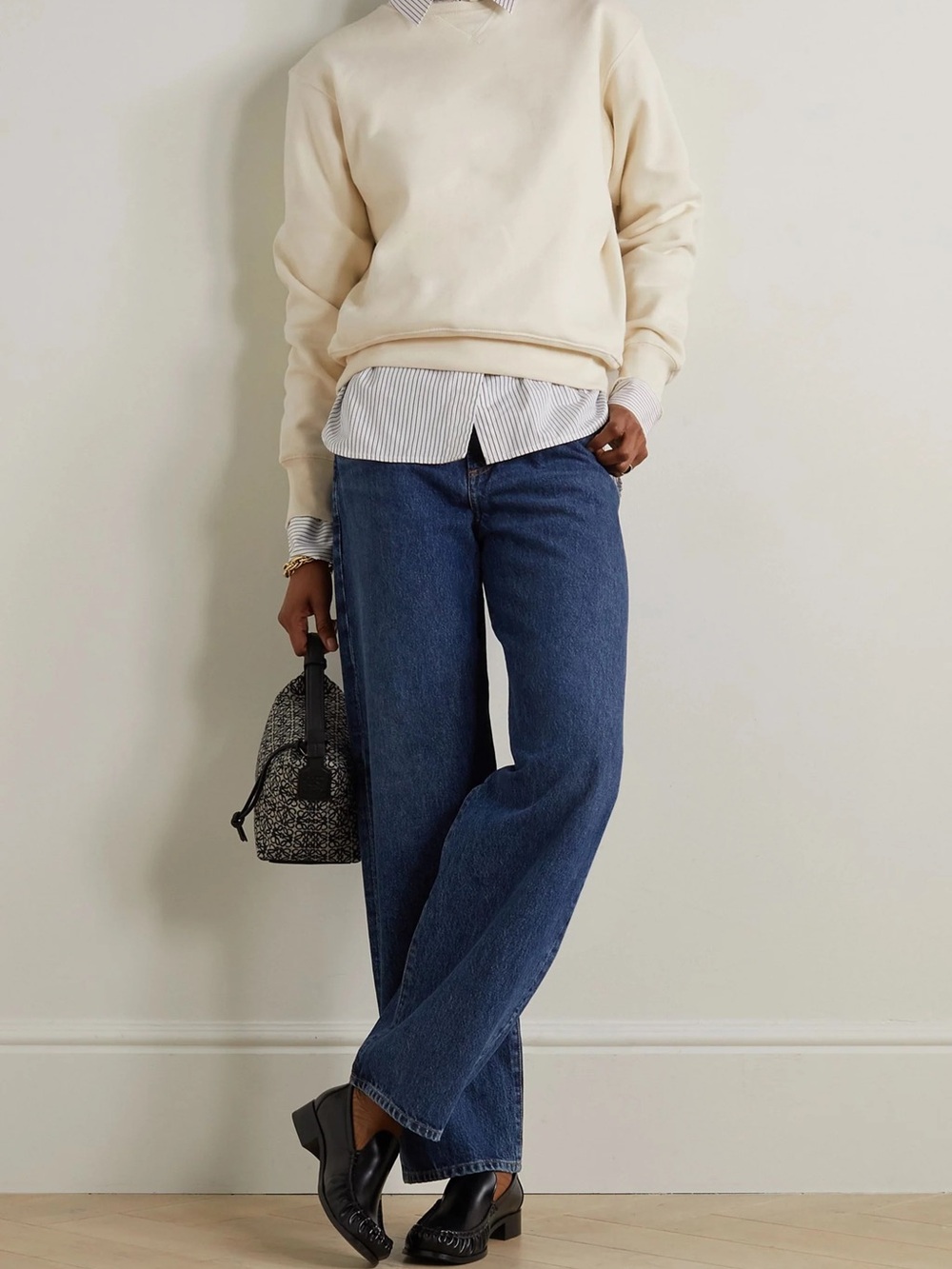 Toteme Women’s Cotton Crewneck Sweater in Off-White/Cream size XXS